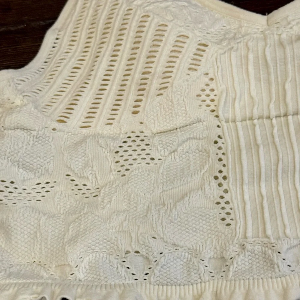 Ivory Boot Barn Crochet Knit Bralette with Spaghetti Straps, Size S